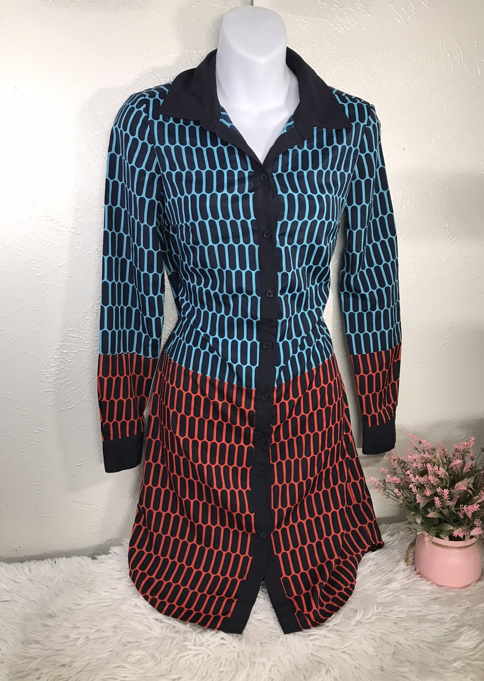 Women's Michael Kors Long sleeve Chiffon multicolor Print Blouse Sz X-Sm Elegant